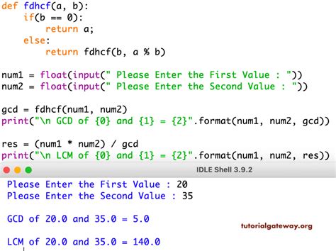 how does the math lcm () function work in python