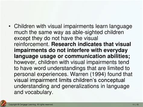 how does visual impairment affect language development