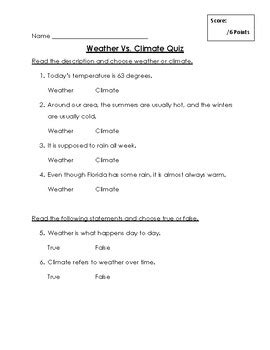 How Does Weather Differ From Climate Quiz