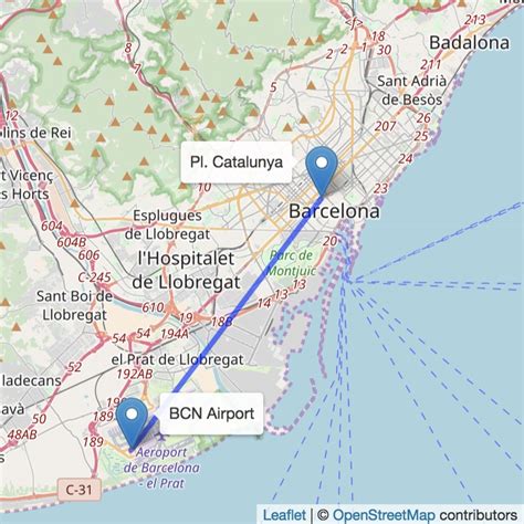 how far is barcelona airport from city center