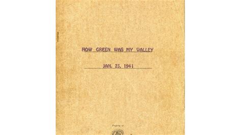 How Green Was My Valley Script