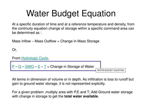 how is a water budget calculated