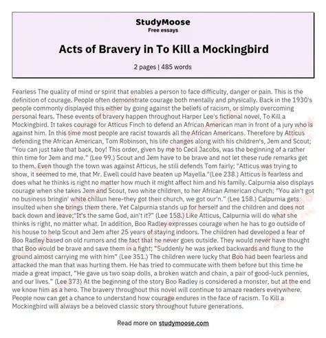 how is courage and bravery shown in to kill a mockingbird