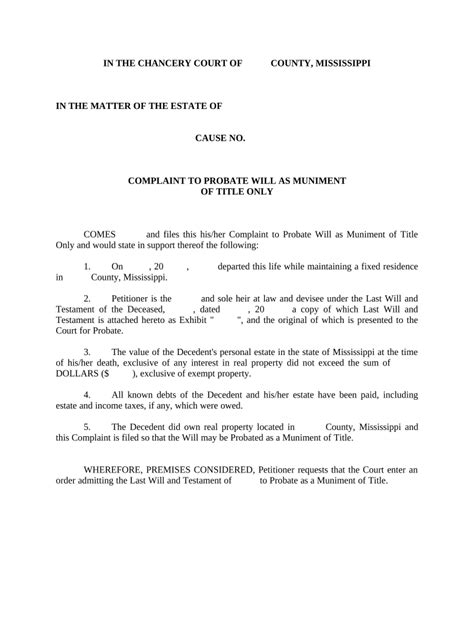 how long does it take to probate a will in mississippi