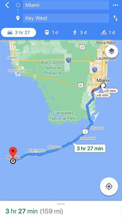 how long is the drive from miami to key west