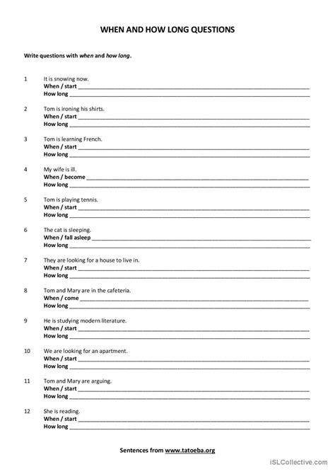 how long questions examples in english