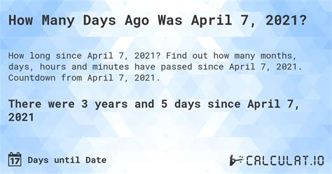 how many days ago was april 23 2021