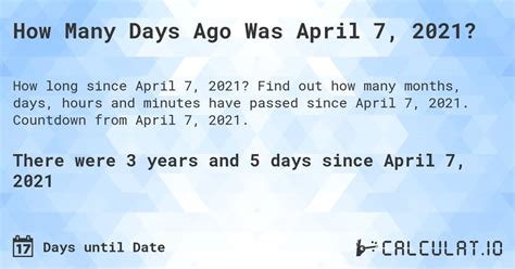 how many days ago was april 24 2021