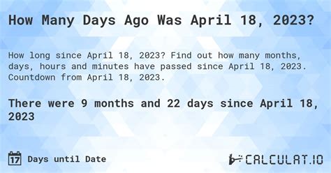how many days has it been since april 23 2021