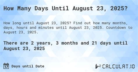 how many days until august 22nd 2025