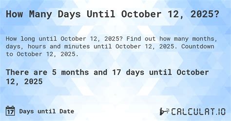 how many days until oct 12 2025