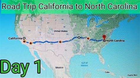 how many hours drive from california to north carolina