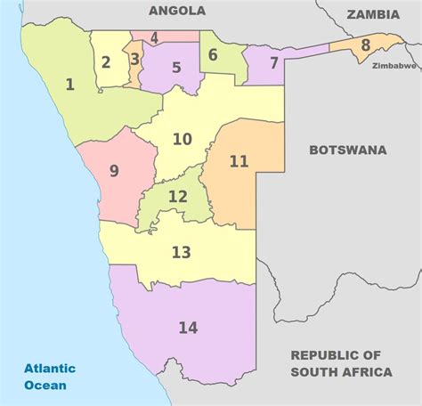 how many region in namibia