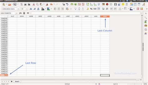 how many rows and columns are there in libreoffice calc