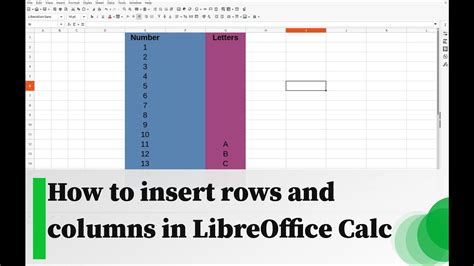 how many rows and columns in libreoffice calc
