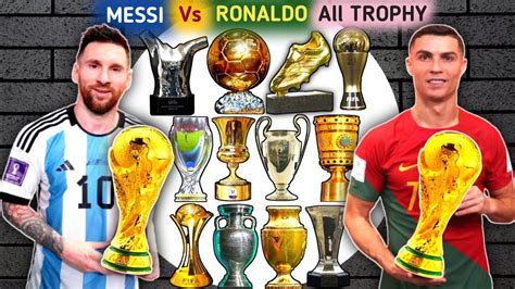 how many trophies does messi have vs ronaldo