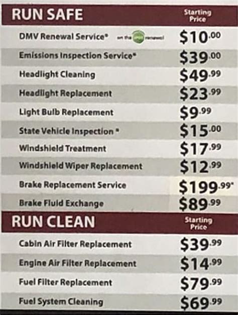 how much does an inspection cost at jiffy lube
