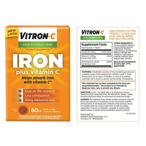 how much iron is in vitron c