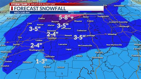 how much snow is predicted for columbus ohio tomorrow