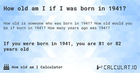 how old if born in 1941