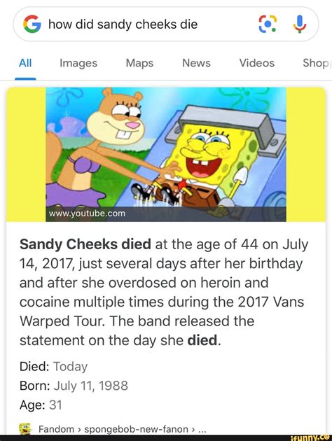 Latest How Sandy Cheeks Died