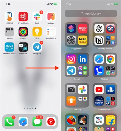 how to access app library in iphone
