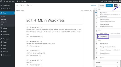 how to access html in wordpress