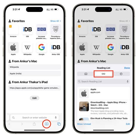 how to access reading list on iphone