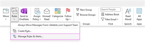 how to access rules in outlook