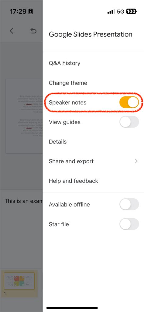 how to access speaker notes on google slides ipad