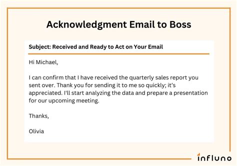 how to acknowledge a mail from boss
