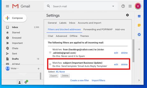 how to activate automatic reply in gmail