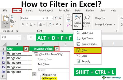 how to activate filters in excel