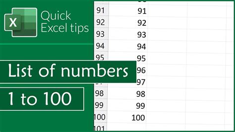 how to add 1 to 100 in excel
