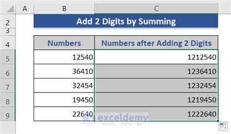 how to add 2 digits in front of a number in excel