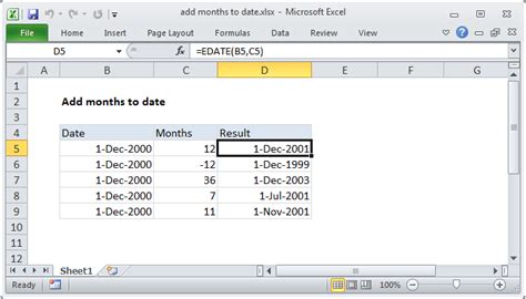 how to add 3 months to a date in excel formula