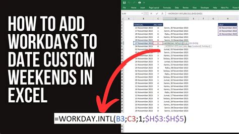 how to add 5 workdays to a date in excel