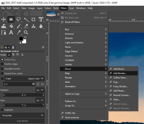 How To Add A Border To A Picture In Gimp