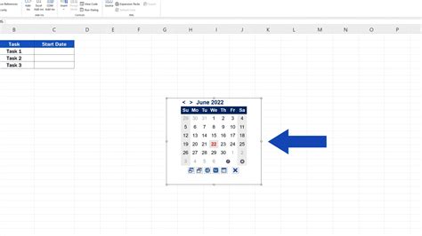 how to add a calendar in excel tab