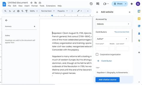 how to add a citation source in google docs
