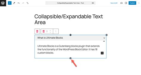 how to add a collapsible text area in wordpress
