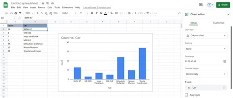 how to add a column chart in google sheets