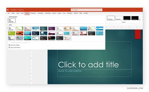 how to add a default theme in powerpoint
