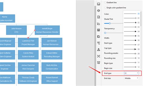 how to add a dotted line in excel hierarchy chart
