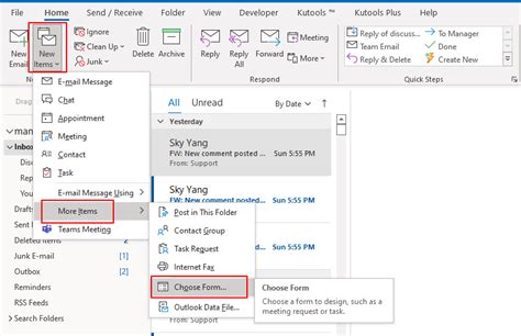 how to add a drop down menu in outlook email