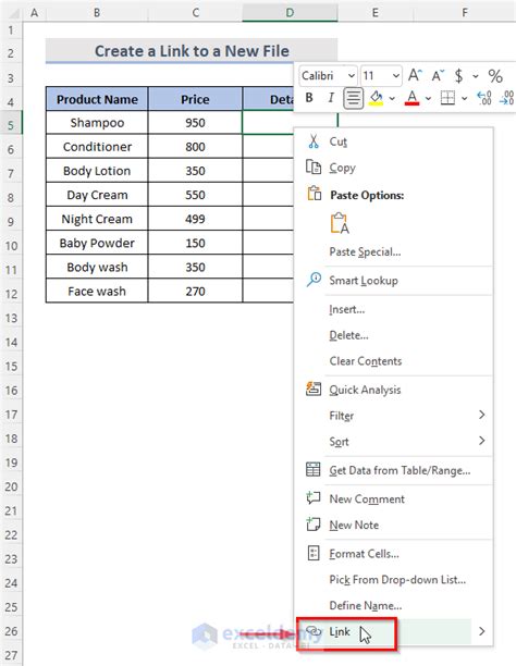 how to add a file link in excel