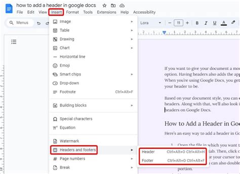 how to add a header in google docs phone