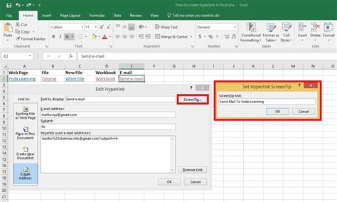 how to add a link to text in excel
