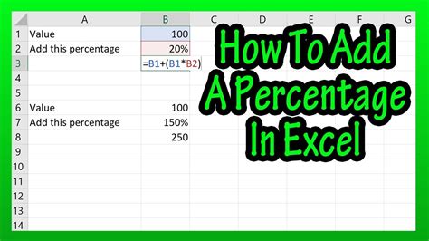 how to add a percentage function in excel