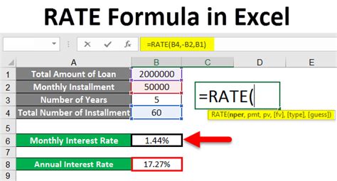 how to add a rate formula in excel